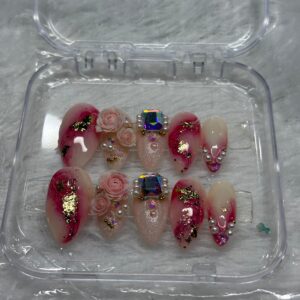 Rose Quartz Jewel - 3D Bridal Press-On Nails