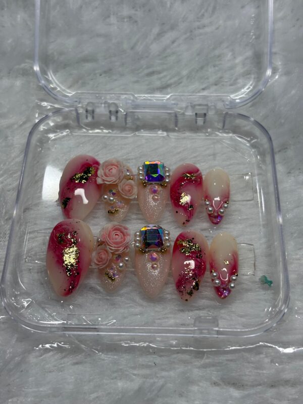 Rose Quartz Jewel - 3D Bridal Press-On Nails