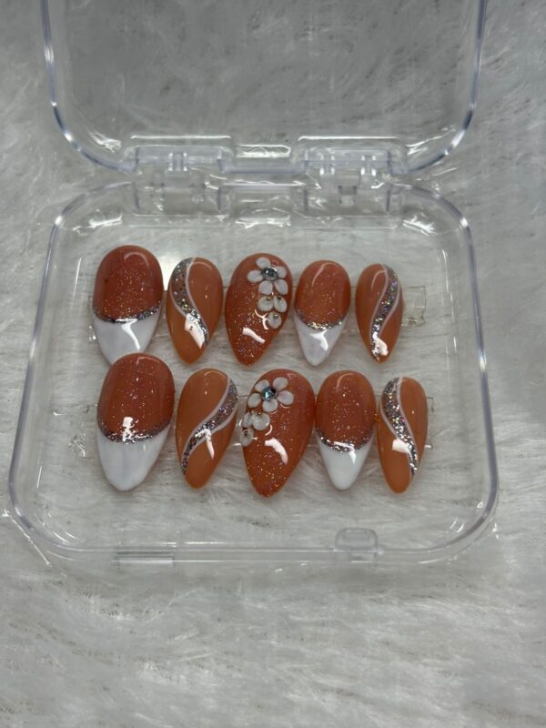 Desert Bloom - Terracotta & Silver Press-On Nails