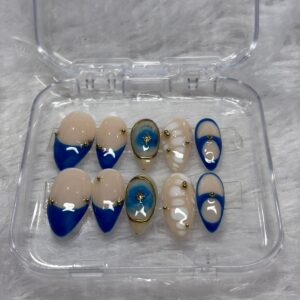 Aegean Evil Eye - Blue & Gold Press-On Nails