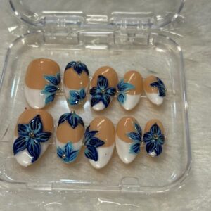 Sapphire Petals - 3D Blue Floral Press-On Nails