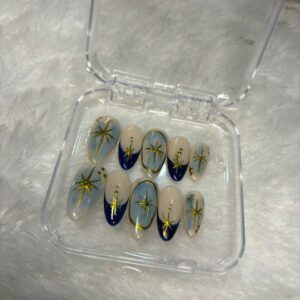 Starry Night - Celestial Blue & Gold Press-On Nails