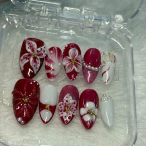 Ruby Empress - 3D Floral & Butterfly Nails